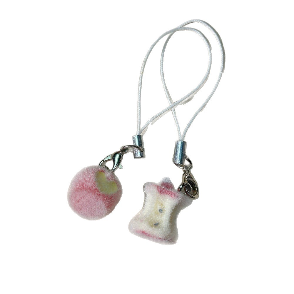Douyin's same style flocked pendant, three-dimensional cartoon heart apple food toy apple core student bag pendant, mobile phone chain cartoon flocked pendant Item Picture