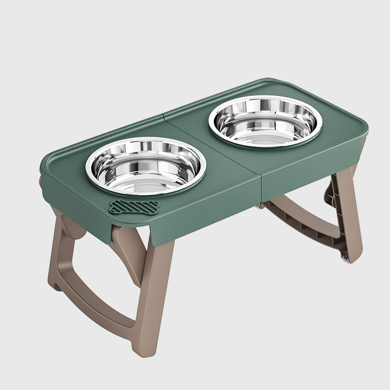 Carefully selected foldable pet supplies for going out: high-legged feeding bowl with anti-slip stand, stainless steel drinking bowl, dog food bowl, extra-large size Item Picture