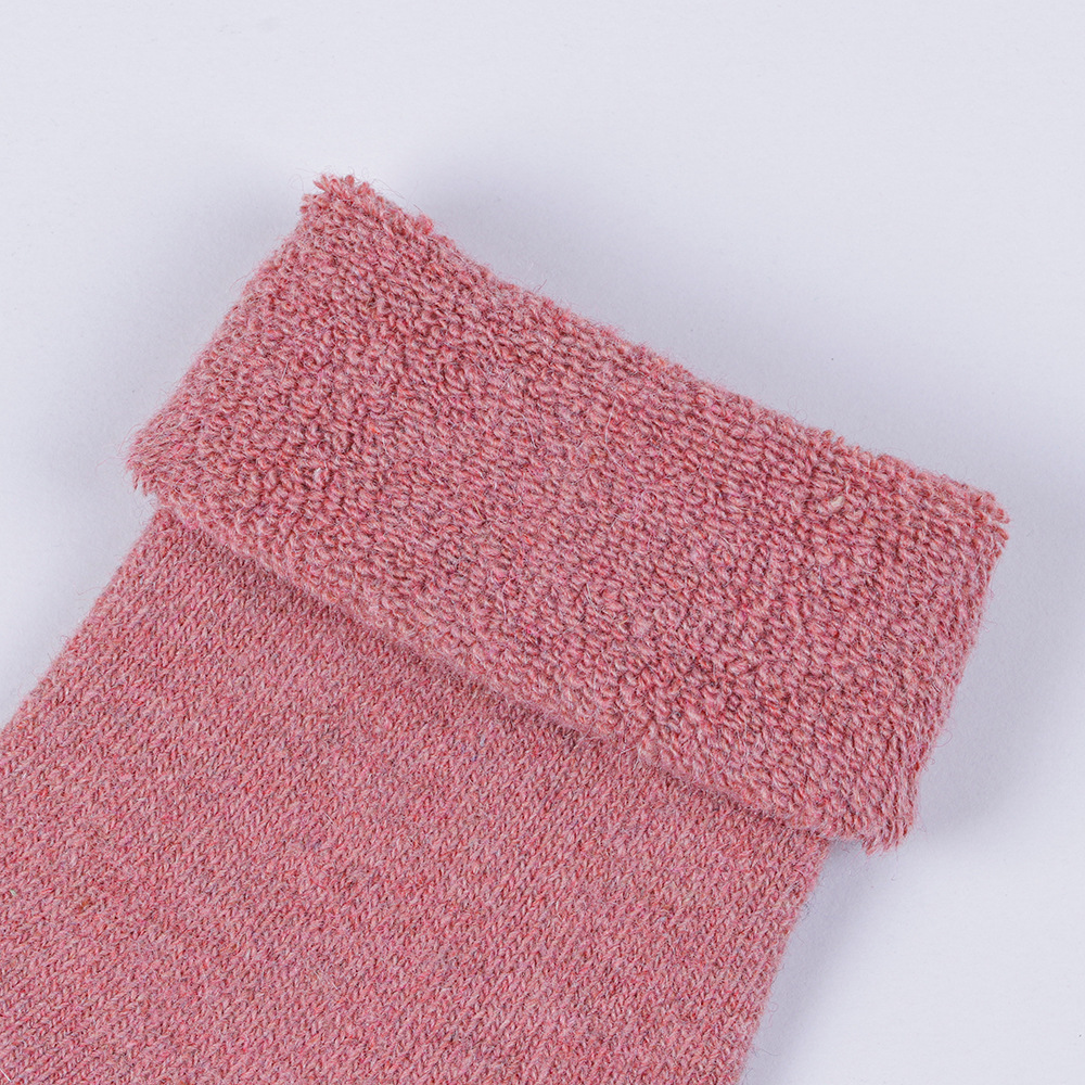 羊毛袜子跨境秋冬女袜保暖纯色毛圈袜松罗口女士中筒袜抗菌防臭产品图