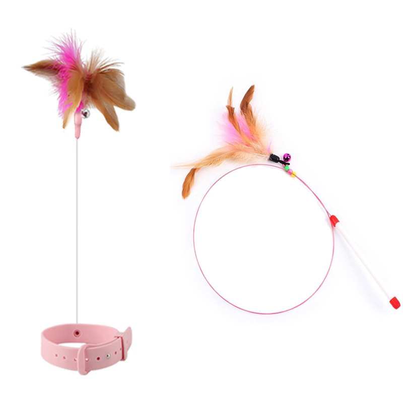 Cat toys, cat teaser sticks, long steel wire, not easy to break cat feathers, cat teaser sticks with bells, self-entertaining pet toys for training cats Specification image