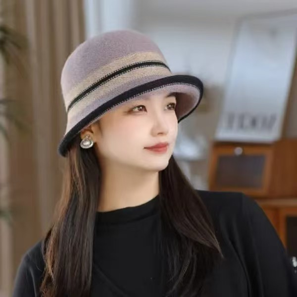 New warm wool elegant basin hat, fisherman hat, British retro fashion, versatile top hat for autumn and winter Specification image