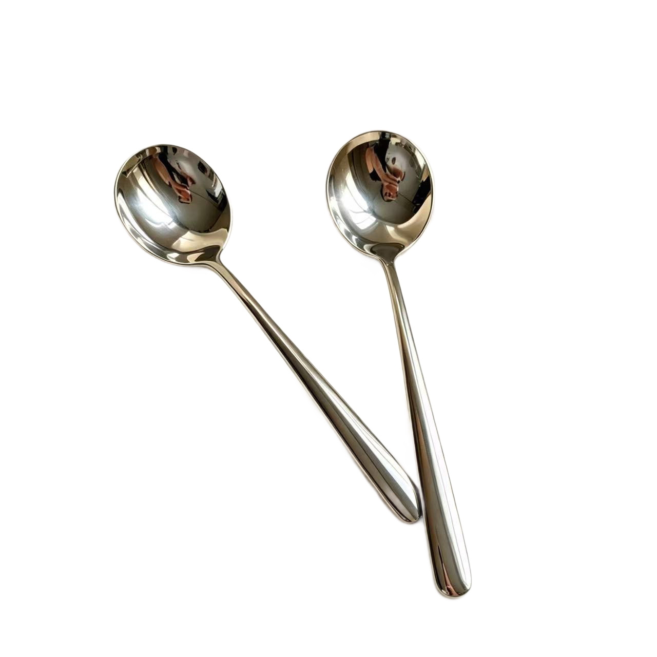 304 stainless steel long-handled soup spoon, elegant spoon, egg-shaped household soup spoon, thickened, high appearance level spoon Item Picture