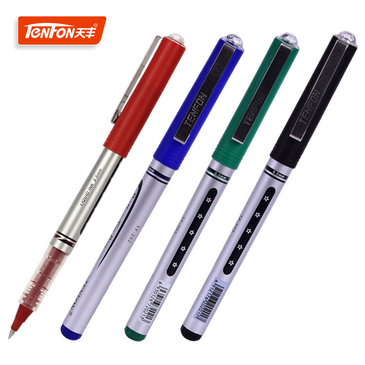 Socket straight liquid water-based pen, 0.5MM signature pen, black, blue, red and green small amount wholesale water-based pen, 802 carbon pen