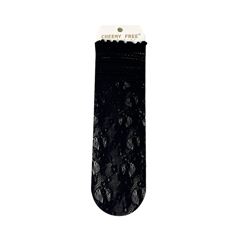 Dui Dui Socks Women's summer thin lace mid-calf socks paired with small leather shoes black Internet celebrity bestseller manufacturer batch Item Picture