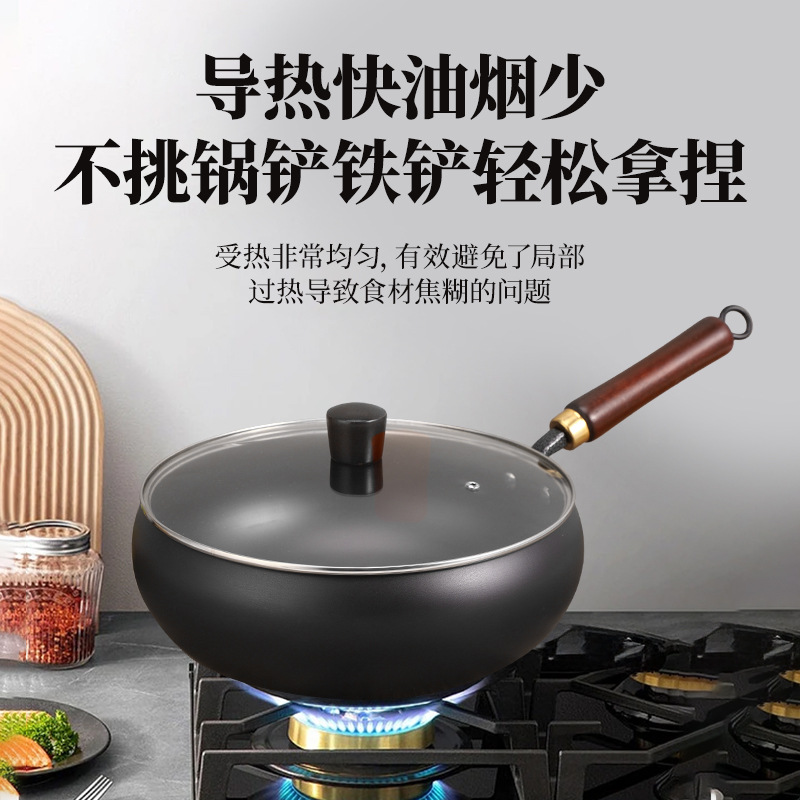 Personalizado zhangqiu gufa grande panela sin recubrimiento fondo plano no manchado pequeña olla de hierro hecha a mano engrosamiento y profundización mini pequeña wok Application Scenario