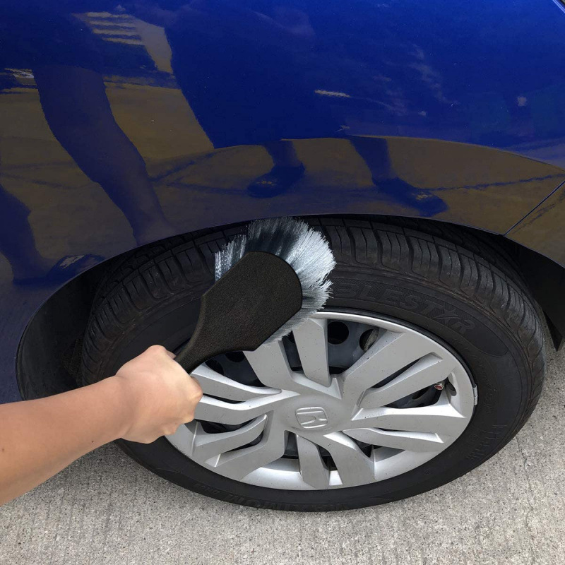 Grey short-handled car Tire Brush cleaning brush short-handled brush tire hub car wash brush Wheel Tire Brush Specification image