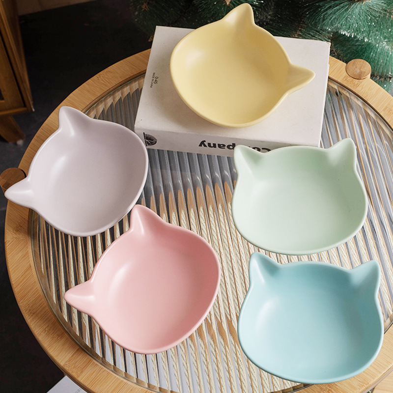 Cross-border cat bowls, ceramic can plates, saucers, cat food bowls, rice bowls, anti-knock cat water bowls, dog bowls, new food bowls