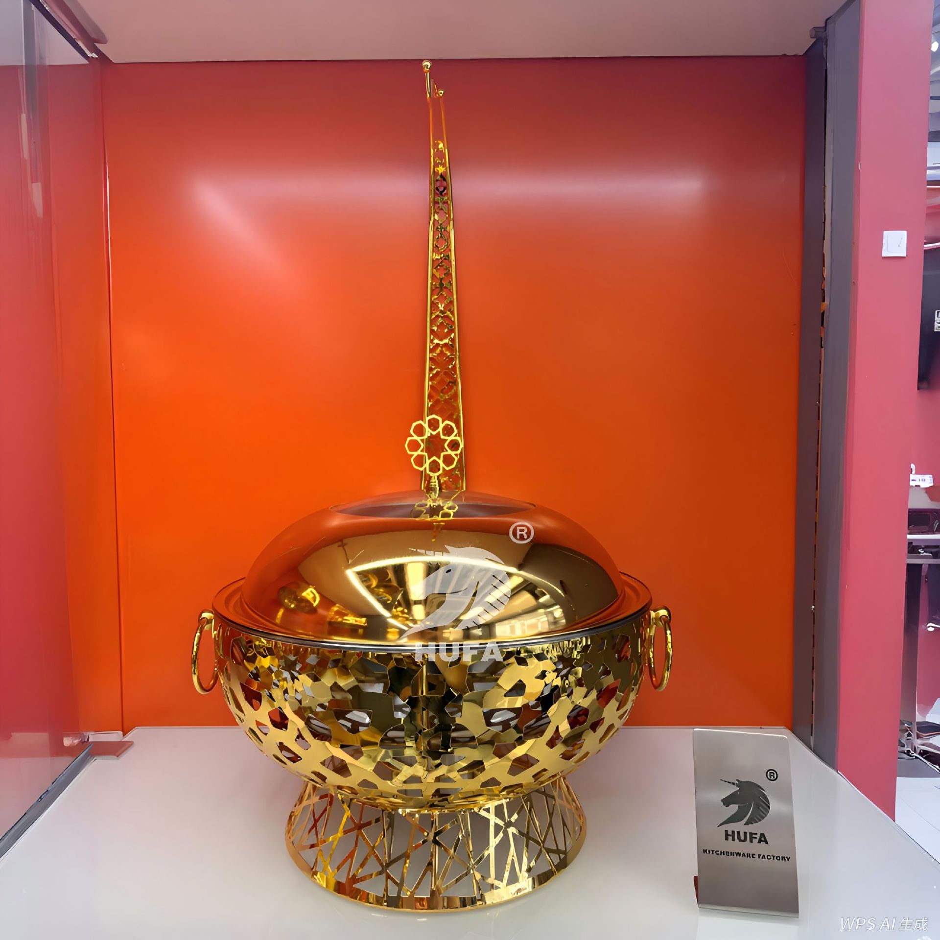 Cross-border stainless steel luxury gold disassembly and assembly hotel restaurant buffet stove, Bubi stove, heater chafingdish Specification image