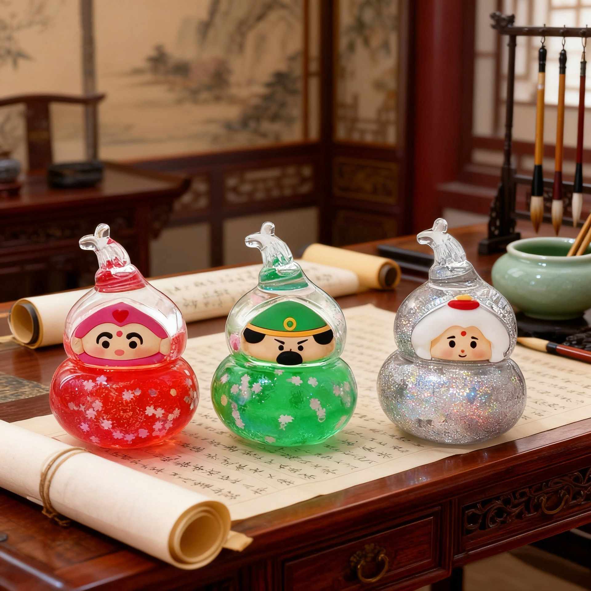 中国风可爱创意福禄葫芦桌面摆件办公室工位装饰品新年礼物送闺蜜