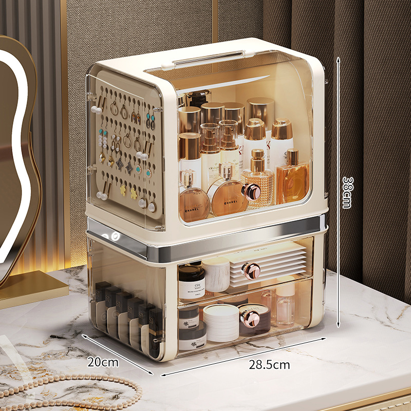 Light luxury cosmetics storage box, desktop lipstick box storage rack, dressing table dust-proof storage box, cosmetics storage box details Picture