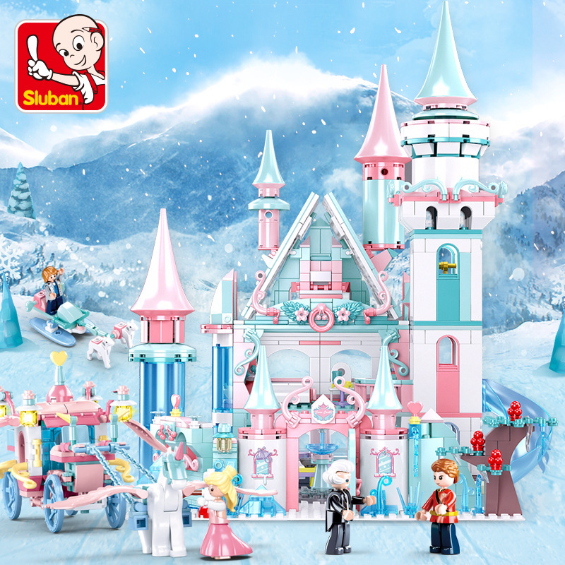 Ice and Snow Carriage, Frozen Castle Girl, Elsa Princess Villa Series toy Assembly, Puzzle toy gift details Picture
