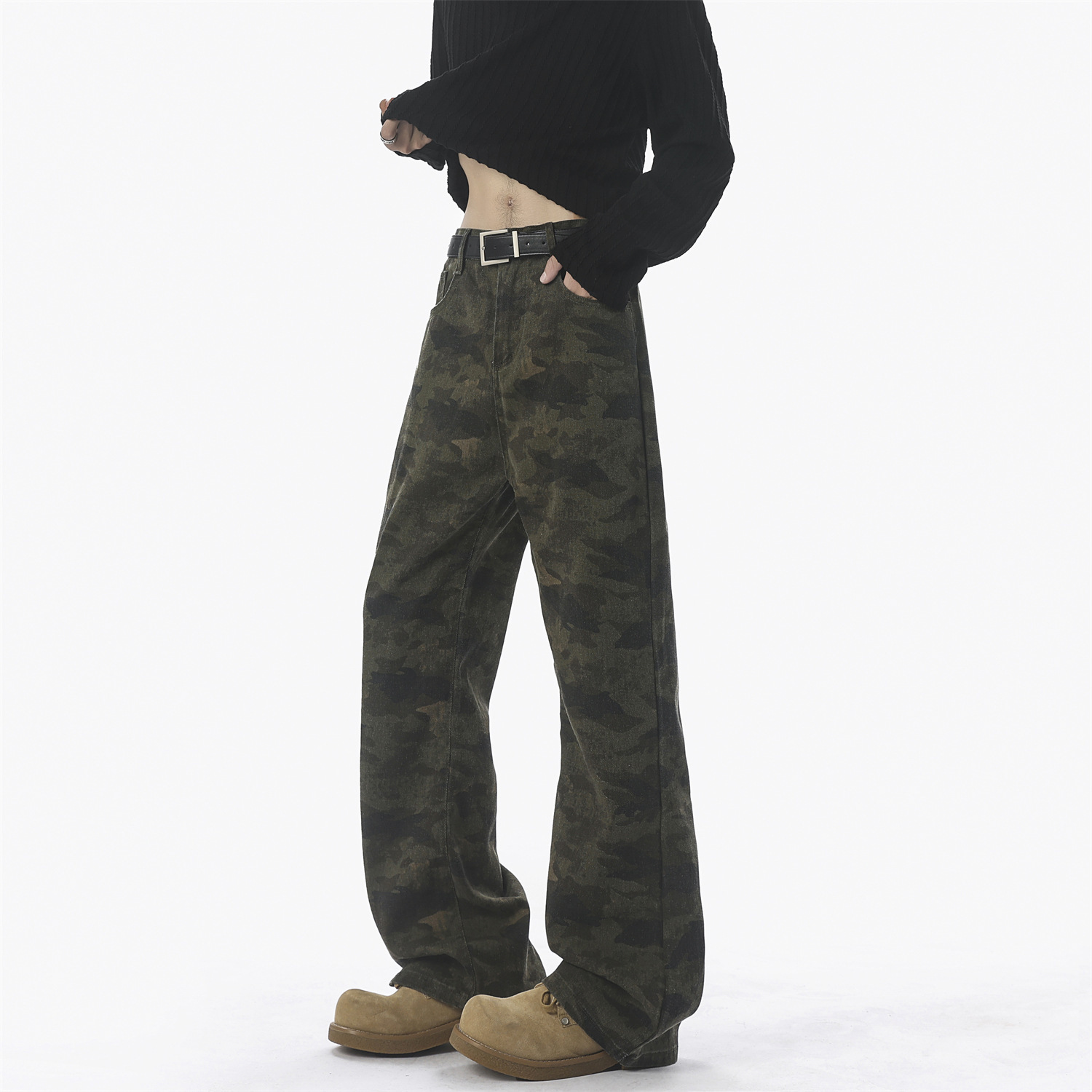 Camouflage pants, men's thickened casual pants, loose straight-leg pants, spring and summer styles