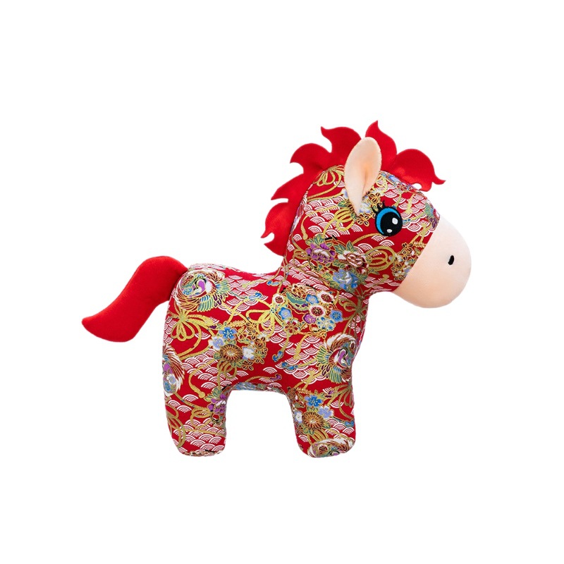2026 New Year Gift: Creative wealth-attracting flower cloth Horse plush toy doll, zodiac horse ornament, Red Start Gift, Horse Year Mascot, wealth-attracting and Blessing Horse Item Picture