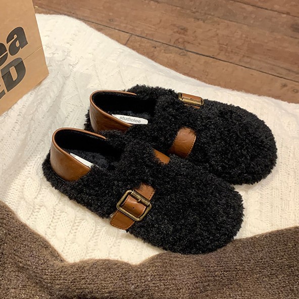 Warm and cozy plush slippers for women, winter home cotton slippers, warm and comfortable, anti-slip thick-soled plush slippers for women Specification image