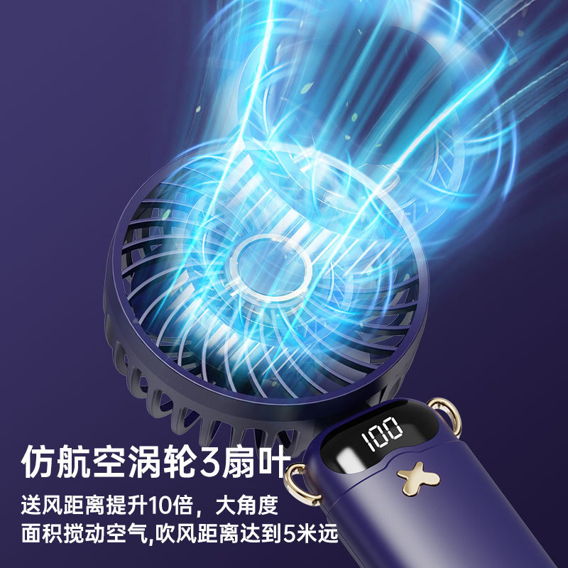 Cross-border handheld fan, small charging model, long-lasting folding neck, outdoor fan, office desktop small fan details Picture