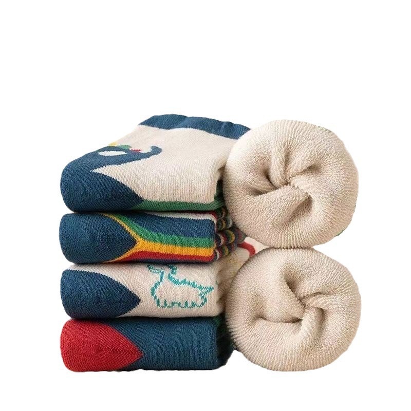 【 Winter Bestsellers 】 Thickened children's socks, autumn and winter boys' long loop fleece warm socks, Zhuji Sock Factory Item Picture
