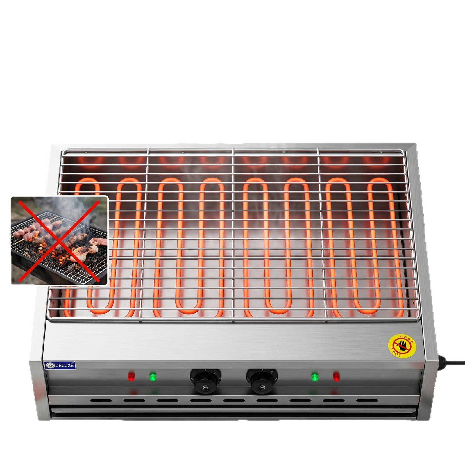 Commercial widened smokeless barbecue grills, hotel and restaurant skewers, oyster grills, multi-functional barbecue equipment for street vending Item Picture