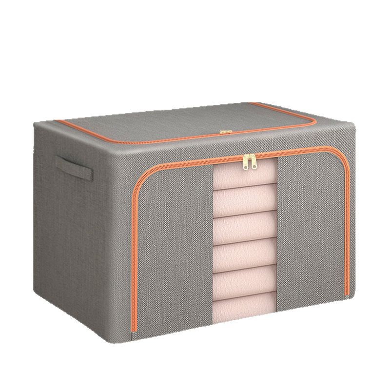 跨境棉麻钢架收纳箱衣柜家用搬家整理箱棉被衣服玩具布艺收纳箱