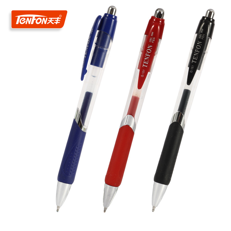 Electroplated carbon gel pen, signature pen 161 Jumping office transparent rod gel pen, advertising gift gel pen full figure