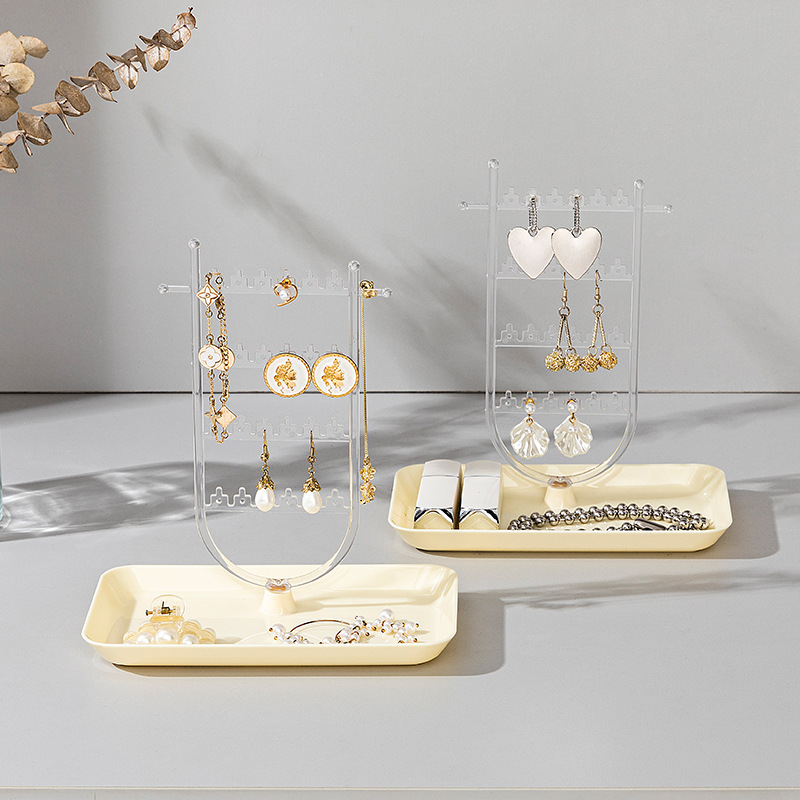 项链收纳架饰品耳环置物架2023新款高档精致首饰盒戒指耳环展示架
