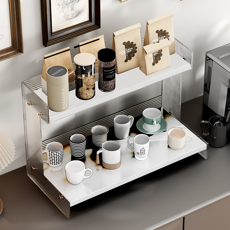 Cup storage rack, tabletop for water cups and tea cups, dining table tray, light luxury home double-layer cosmetics rack