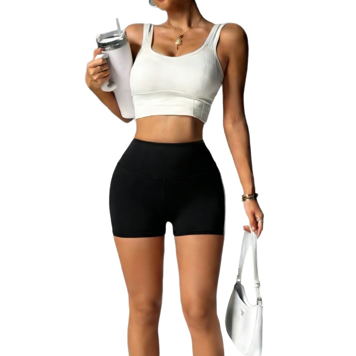 Stretchy High Waist Skinny Stripe Shorts Soft Tight striped shorts for women Item Picture