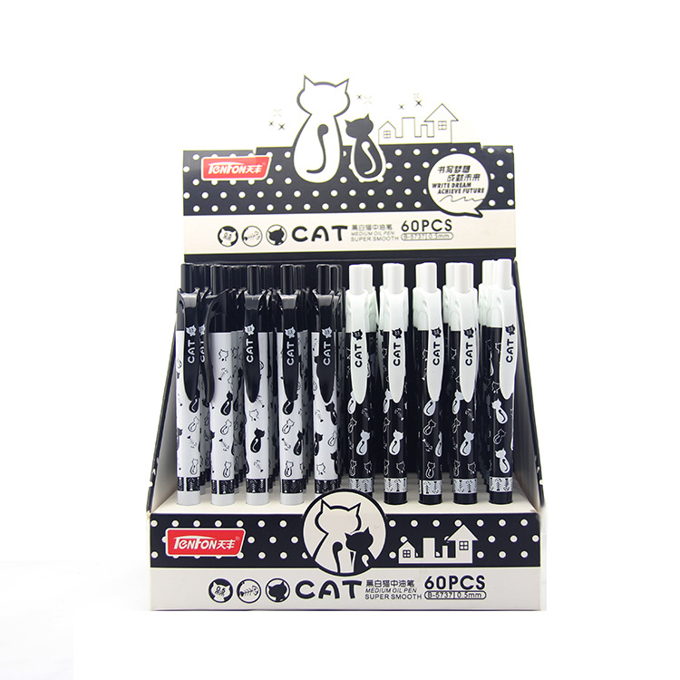 Black and white gel pen Cat Ballpoint Pen 0.5 Cartoon Cat 5737 AliExpress wholesale 60 pieces per box full figure