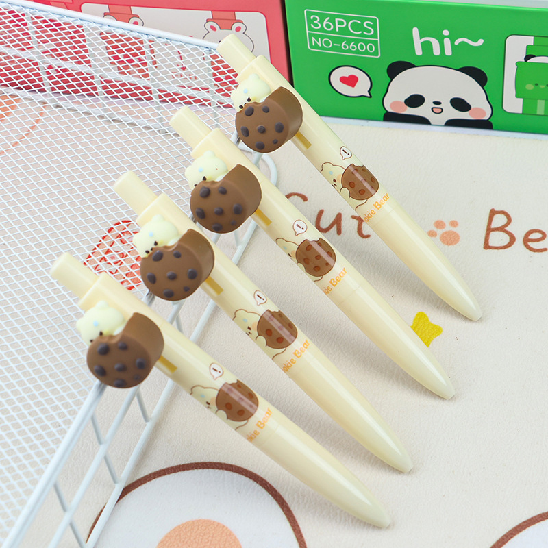 New cookie bear hide-and-seek surprise pen, creative cartoon shape press type gel pen, high appearance level signature pen details Picture