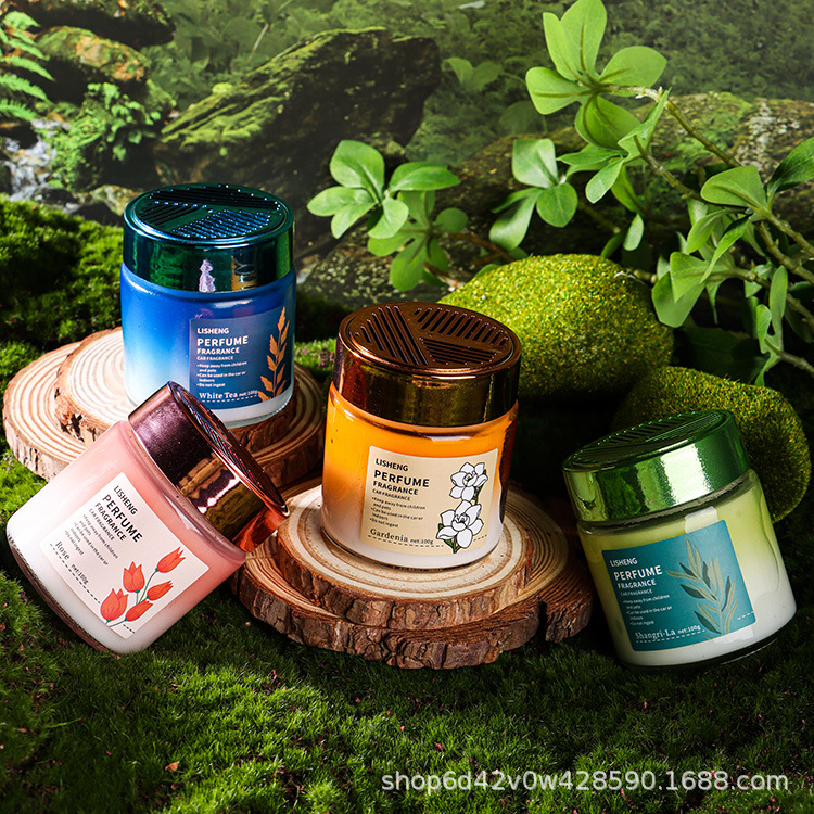 车载香薰雅致氛围淡香杯架香氛摆件持久留香固体香膏汽车跨境批发