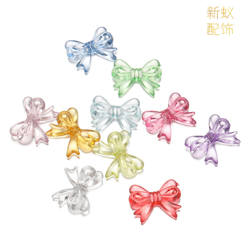 diy手机链手工材料配件 亚克力透明蝴蝶结彩色糖果色可爱蝴蝶珠子