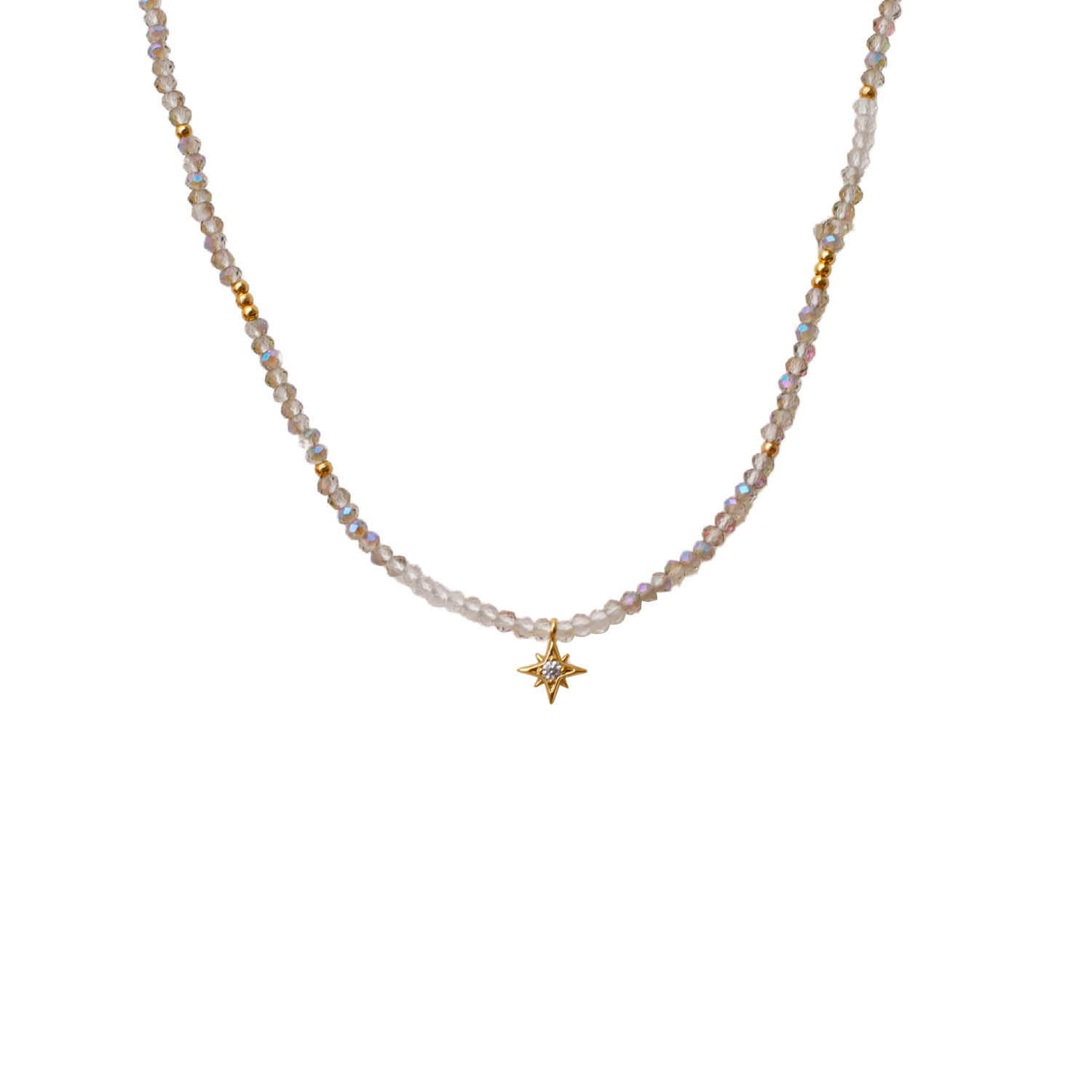 Hyacinth Fresh and delicate crystal bead Bead Octagonal Star necklace with a light luxury, niche and high-end feel 2025 Douyin hit collarbone necklace Item Picture