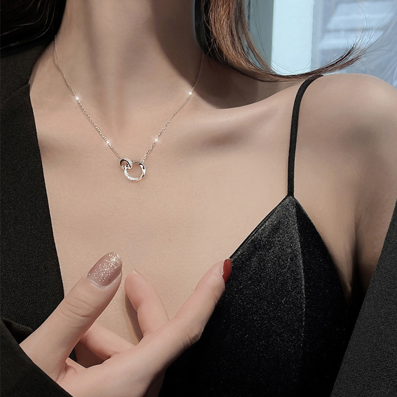 S925 silver Mobius Strip Necklace, women's interlocking pendant, Douyin same style bestseller, wholesale from the manufacturer details Picture
