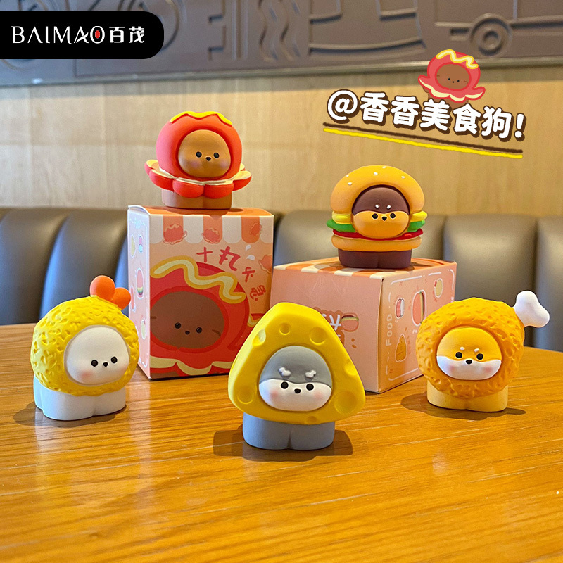Baimao Original Food dog resin ornaments, hamburger dog furniture desktop ornaments, creative car center console display table decoration Specification image