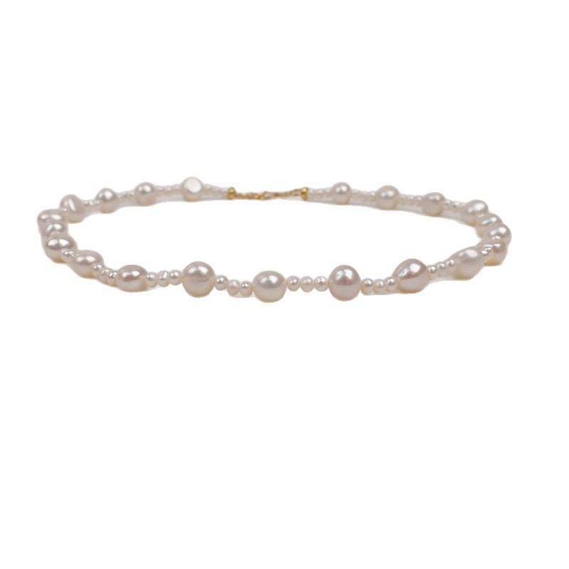 Irregular-shaped Baroque natural freshwater pearl necklace for women, exquisite and simple, irregular collarbone chain necklace Item Picture
