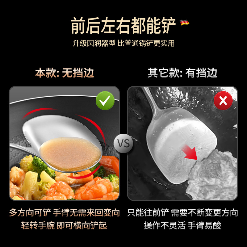 乌檀木304不锈钢锅铲食品级家用炒菜铲子锅铲木柄把厨具铲勺套装产品图