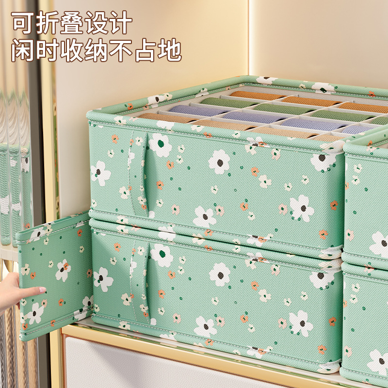 Green Little Flower Underwear Storage Box, underwear storage drawer, compartments box, Multi-functional socks classification box, wardrobe Application Scenario