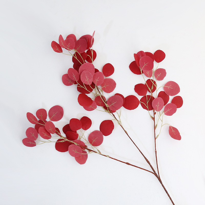 仿真植物小圆叶3叉婚礼装饰小扇叶跨境厂家批发金钱叶吊顶婚庆产品图