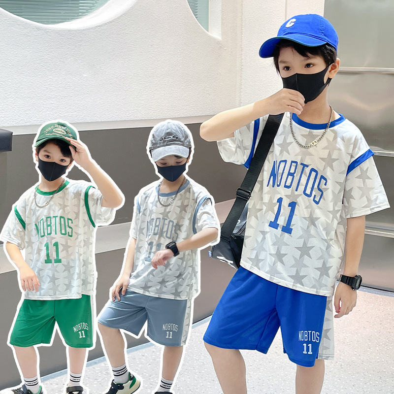 儿童篮球服2025夏季新款儿童短袖T恤套装男童速干衣中小童运动服