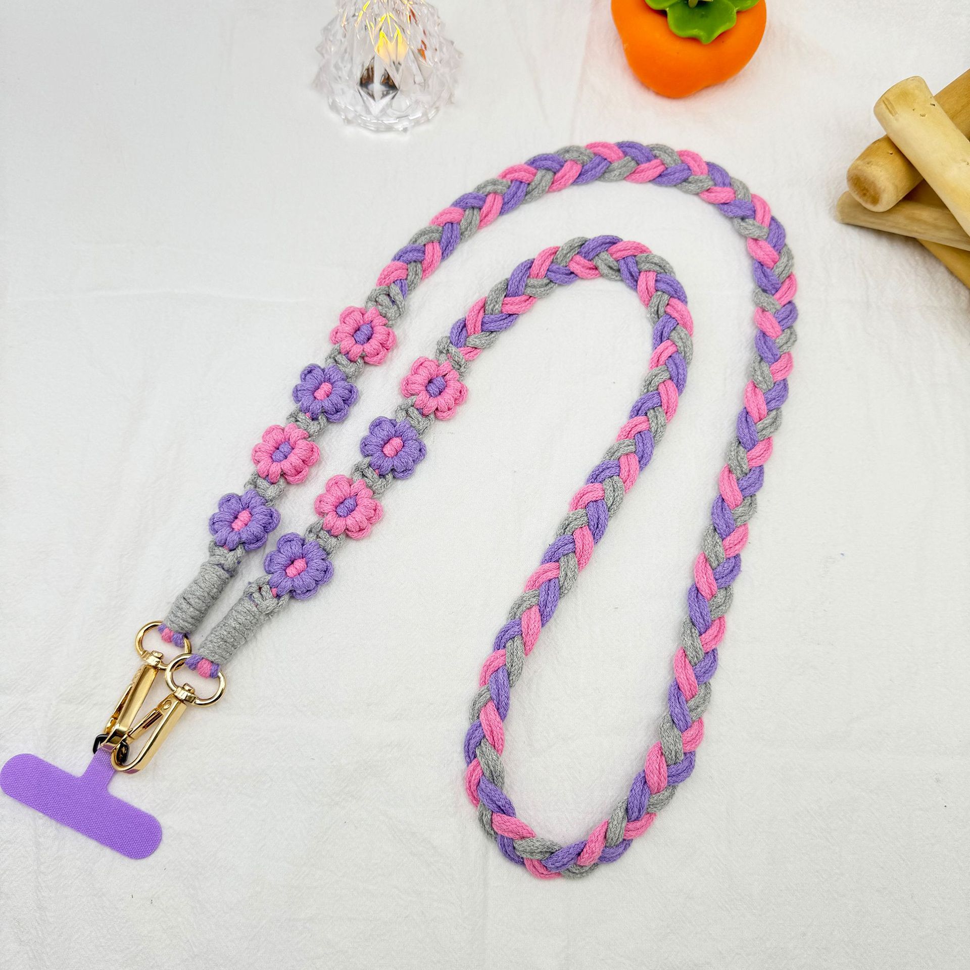 Bohemian woven flower phone lanyard, Daisy diagonal cross neck phone chain, camera strap modified bag strap