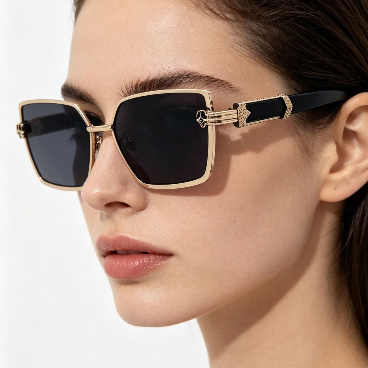 European and American style rectangular sunglasses with metal thin frames, cross-border street style sunglasses for export, fashionable and trendy glasses for both men and women