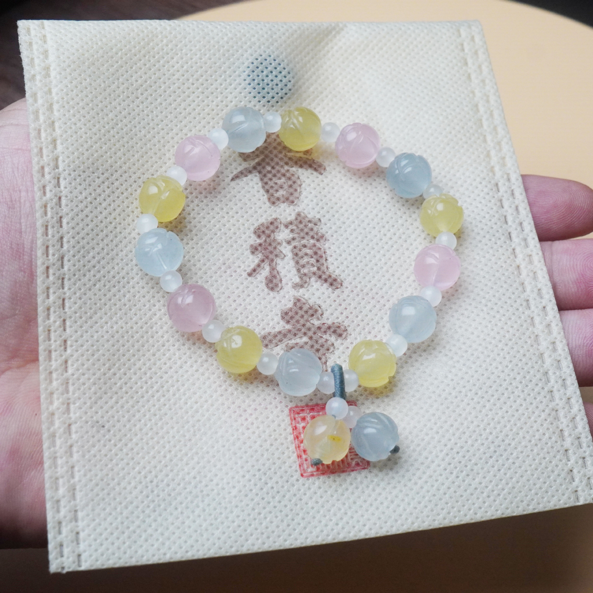 Summer fresh macaron Golden Thread jade rose bracelet, natural Morganite bracelet, sweet rose flower accessory for women