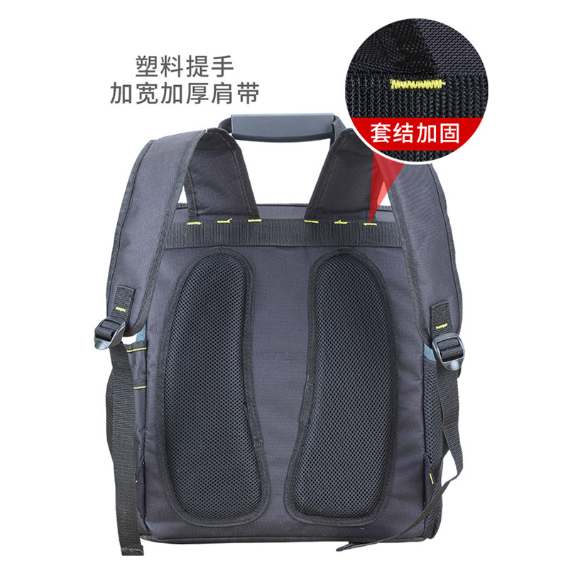 Manufacturer's in-stock double-shoulder tool backpacks, canvas electrician tool bags, large-capacity multi-functional maintenance double-shoulder tool kits details Picture