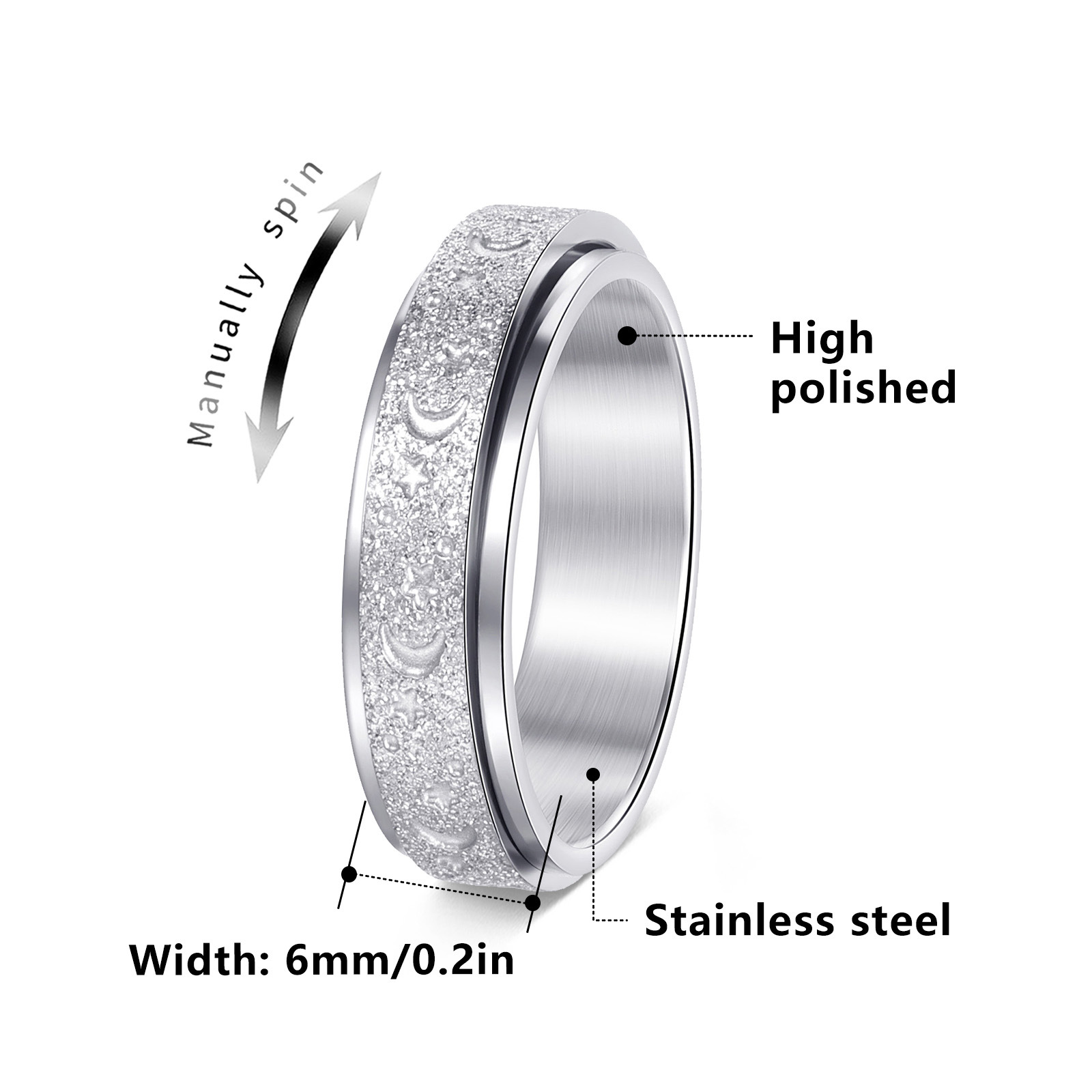 Cross-border best-selling titanium steel frosted rings, rotatable anti-anxiety and stress-relieving rings, couple rings and accessories wholesale Application Scenario