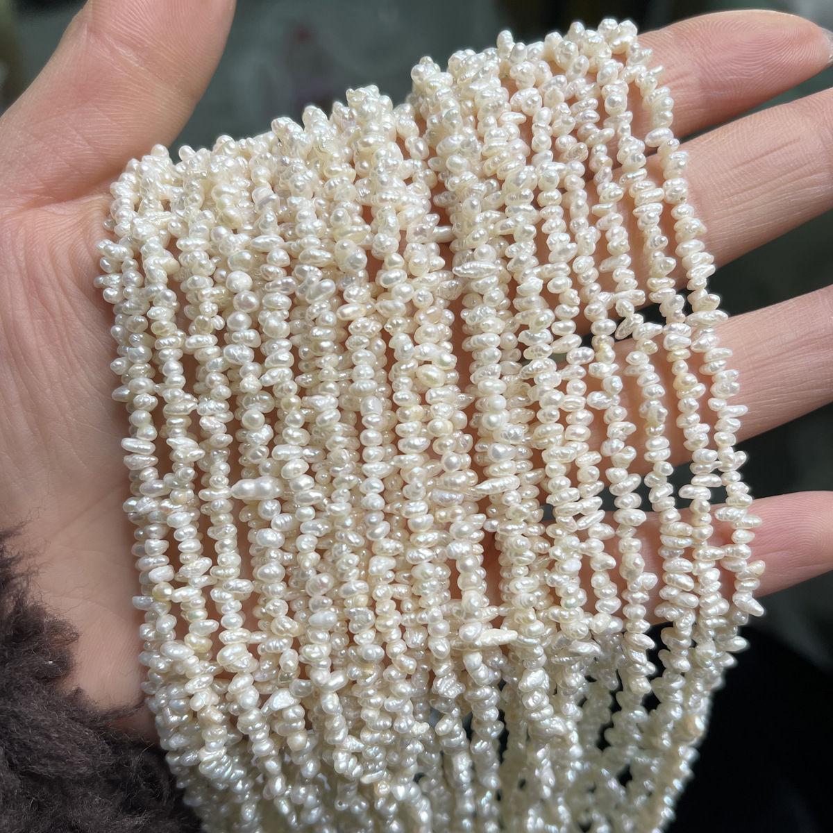天然淡水珍珠巴洛克珠子37孔 A级横孔半成品白色珍珠串珠