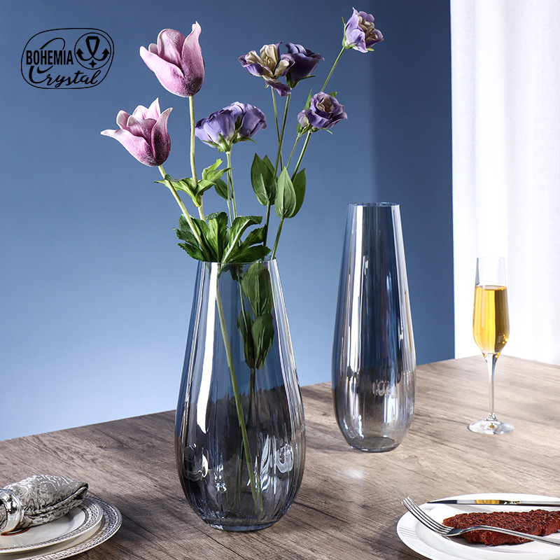 Lex lead-free crystal large vase, a European minimalist style transparent and highly transparent living room hydroponic dried flower decorative item Application Scenario