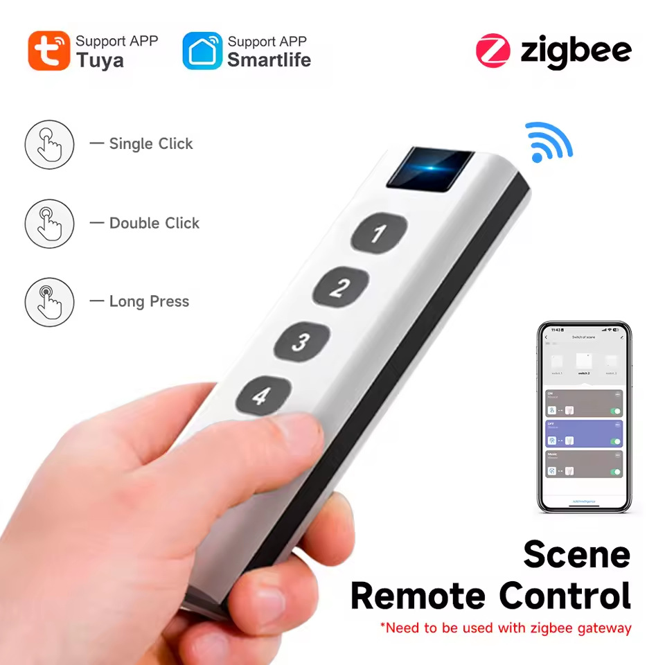 Tuya Smart Zigbee Scene Switch Remote Control, Wireless intelligent dimming, freely Stick scene switch