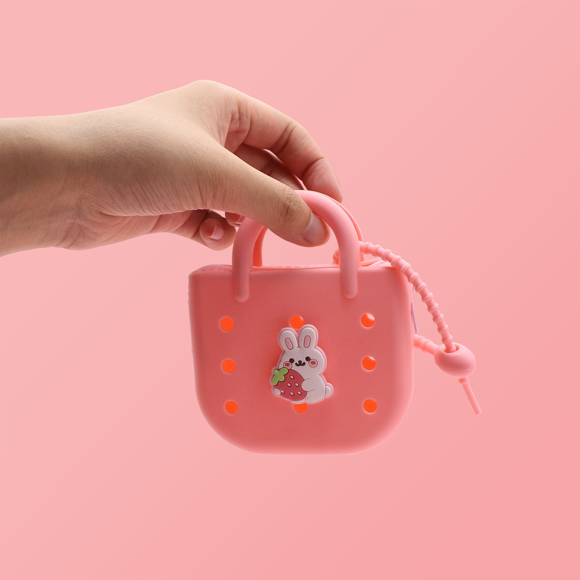 Best-selling hand-held silicone coin purse, cute beach bag, lightweight and compact new cartoon diy hole storage case Specification image