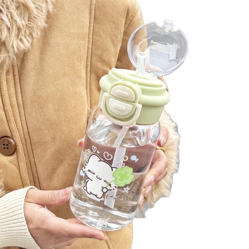 Summer high appearance level water cup for women 2025 New model plastic straw cup, heat-resistant and shockproof, portable double-drinking cup for students Item Picture