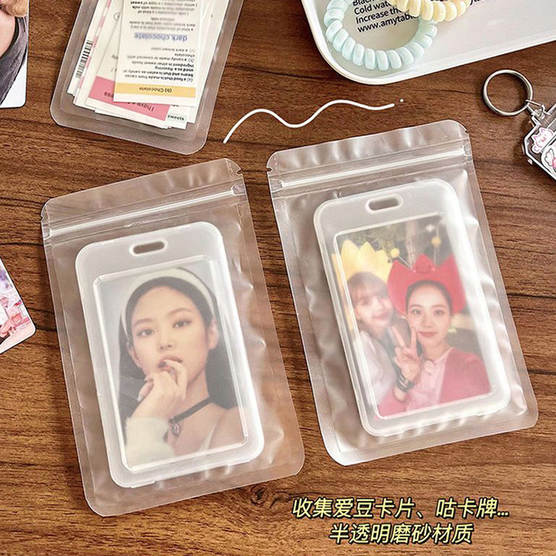 Frosted transparent self-sealing bag, thickened zipper sealed bag, custom card photo, jewelry card plastic packaging bag details Picture