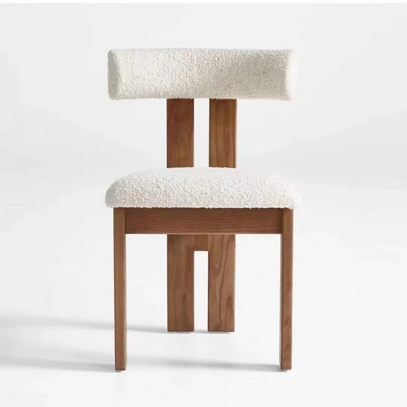 Star Italian retro and simple solid wood dining chair with soft backrest and dressing chair, designer model room dining chair Item Picture